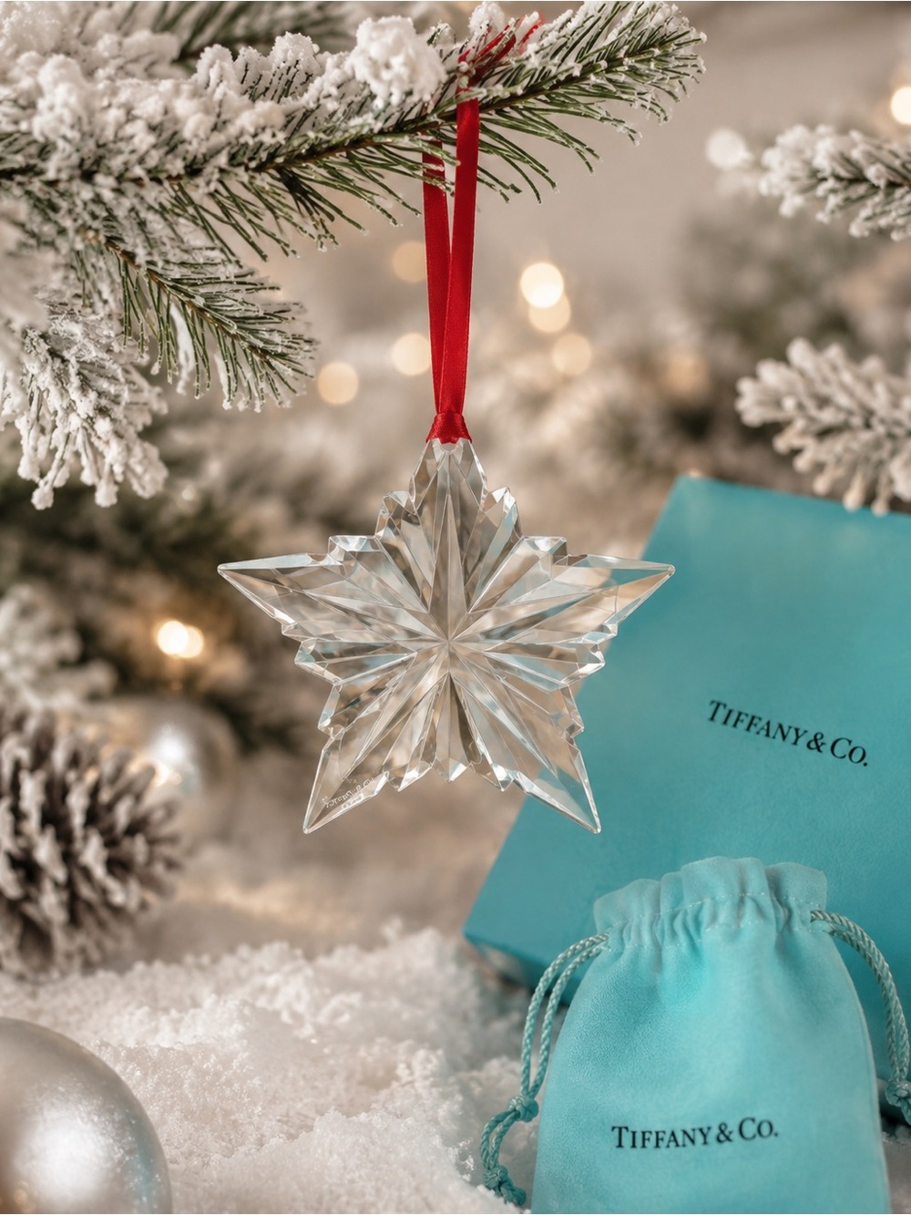 2001 Tiffany & Co. 10 Point Crystal Star Ornament Rare Retired Holiday Decor 4”